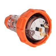 NHP ISO Plug - Straight, 3 Flat Pins, 10A 250V AC, Electric Orange