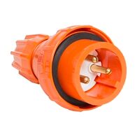 NHP ISO Plug - Straight, 3 Round Pins, 20A 250V AC, Resistant Orange