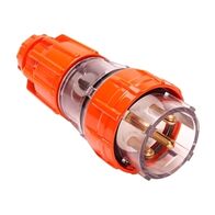 NHP ISO Plug - Straight, 4 Round Pins, 32A 500V AC, Electric Orange
