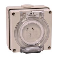 NHP ISO Socket Outlet, 3 Flat Pins 15A 250V AC, w/ Base, Grey