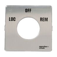 Sprecher and Schuh L2 Cam Switch Ll2A4 Legend Plate 48 x 48mm Loc Off Rem