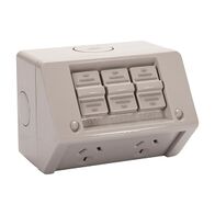 NHP NLINE General Purpose Switch Socket Outlet, IP53, Twin with Extra Switch, 10A 250V AC