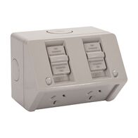 NHP NLINE General Purpose Switch Socket Outlet, IP53, Twin, 15A 250V AC