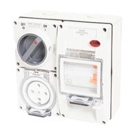 NHP ISO Switched Socket Outlet - RCD, 5 Round Pins 20A 500V AC, with Base, RW