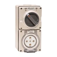 NHP ISO Switched Socket Outlet, 5 Round Pins 32A 500V AC, with Base, GY