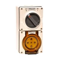 NHP ISO Switched Socket Outlet, 5 Round Pins 32A 500V AC, with Base, RW