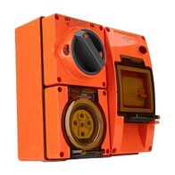 NHP ISO Switched Socket Outlet - RCD, 5 Round Pins 50A 500V AC, with Base, RO