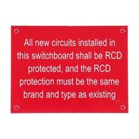 NHP Concept Panelboard Accessory Label Rcd Warning Type D 100 x 75mm White On Red