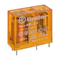 Finder 40 Series Miniature Printed Circuit Board Relay 10A 1 Changeover 240V AC Coil Gold Contacts