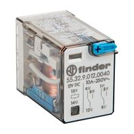 Finder 55 Series Miniature General Purpose Relay 10A 2CO 12V DC Coil with PB plus Mech Indicator