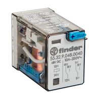 Finder 55 Series Miniature General Purpose Relay 10A 2 CO 48V DC Coil with PB plus Mech Indicator