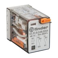 Finder 55 Series Miniature GP Relay 10A 2CO 48V AC Coil with PB plus LED plus Mech Indicator
