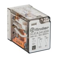 Finder 55 Series Miniature GP Relay 10A 2CO 240V AC Coil PB plus LED plus Mech Indi Gold Cont