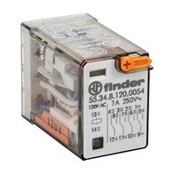 Finder 55 Series Miniature General Purpose Relay 7A 4CO 120V AC Coil with PB plus LED plus Mech Ind