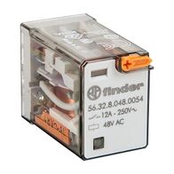Finder 56 Series Miniature Power Relay 12A 2CO 48V AC Coil with PB plus LED plus Mechanical Ind