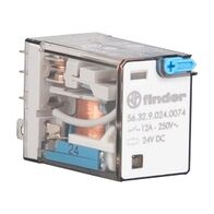 Finder 56 Series Miniature Power Relay 12A 2CO 24V DC Coil with PB plus LED plus Mechanical Ind