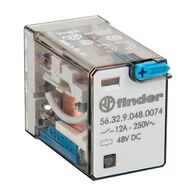 Finder 56 Series Miniature Power Relay 12A 2CO 48V DC Coil with PB plus LED plus Mechanical Ind