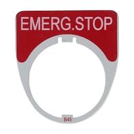 Austrol N100 Legend Plate Emerg Stop Red 41 x 45mm Medium to suit N100 operators and indicators