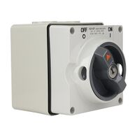 NHP ISO Surface Switch - Key, Lock in OFF, 2 Pole 32A 250V AC, w/ Base, Grey