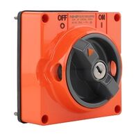 NHP ISO Surface Switch - Key, Lock in OFF, 3 Pole 20A 500V AC, w/o Base, Resistant Orange