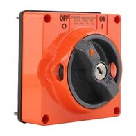 NHP ISO Surface Switch - Key, Lock in ON/OFF, 2 Pole 32A 250V AC, w/o Base, Resistant Orange