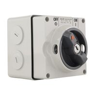 NHP ISO Surface Switch - Key, Lock in ON/OFF, 3 Pole 20A 500V AC, w/ Base, Grey