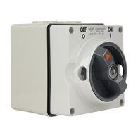 NHP ISO Surface Switch - Key, Lock in ON/OFF, 3 Pole 50A 500V AC, w/ Base, Grey