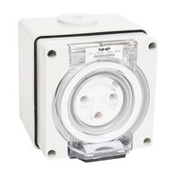 NHP ISO Socket Outlet, 3 Round Pins 20A 250V AC, w/ Base, Grey