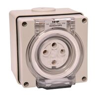 NHP ISO Socket Outlet, 4 Round Pins 10A 500V AC, w/ Base, Grey