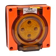 NHP ISO Socket Outlet, 4 Round Pins 50A 500V AC, w/o Base, Resistant Orange