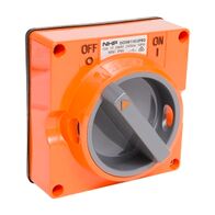 NHP ISO Surface Switch, 1 Pole 2 Way 10A 250V AC, w/o Base, Resistant Orange