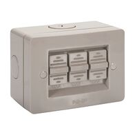 NHP NLINE Surface Switch, Large IP 66 Plastic, 3 Gang, 1 Pole 16A 250V AC