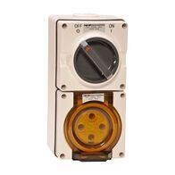 NHP ISO Switched Socket Outlet, 4 Round Pins 32A 500V AC, with Base, RW
