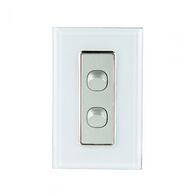 SW2/DS - 2 Gang 16 Amp Switch White on Silver