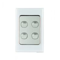 SW4/DS - 4 Gang 16 Amp Switch White on Silver