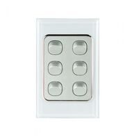 SW6/DS - 6 Gang 16 Amp Switch White on Silver