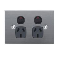 GPO2/SS/BLK - 316 Stainless Steel Double GPO Black