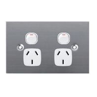 GPO2/SS/WH - 316 Stainless Steel Double GPO White