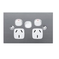 GPO2X/SS/WH - 316 Stainless Steel Double GPO Extra Switch White