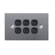 SW6/SS/BLK - 316 Stainless Steel 6 Gang 16 Amp Switch