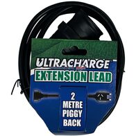 ULTRACHARGE 2M BLACK EXTENSION LEAD WITH PIGGY BACK PLUG