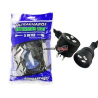 ULTRACHARGE 5M BLACK EXTENSION LEAD WITH PIGGY BACK PLUG