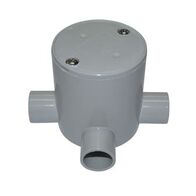Junction Box Deep 3 Way Entry PVC 20mm Grey