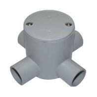 Junction Box Deep 4 Way Entry PVC 25mm Grey