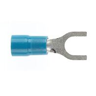 PRE-INSULATED FORKED SPADE TERMINAL (1.0-2.6MM CABLE) BLUE 4MM STUD