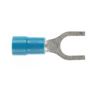 PRE-INSULATED FORKED SPADE TERMINAL (1.0-2.6MM CABLE) BLUE 5MM STUD DOUBLE GRIP