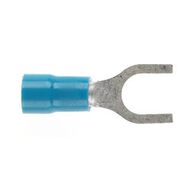 PRE-INSULATED FORKED SPADE TERMINAL (1.0-2.6MM CABLE) BLUE 6MM STUD DOUBLE GRIP