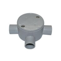 Shallow Junction Box 3-Way Entry 20mm Grey
