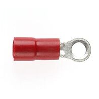 PRE-INSULATED RING TERMINAL (0.5-1.6MM CABLE) RED 3MM STUD DOUBLE GRIP