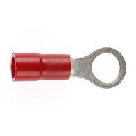 PRE-INSULATED RING TERMINAL (0.5-1.6MM CABLE) RED 5MM STUD DOUBLE GRIP